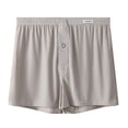 thumbnail image 2 of zeranth Men Boxer Underwear Elastic Waist Mid-rise Shorts Briefs Solid Color Wide Loose Fit Button Fly Ice Silk Thin Panties, 2 of 7