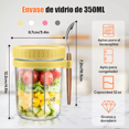 thumbnail image 2 of 4 Pzs 350ml Tarros De Avena Overnight Con Cuchara Y Tapa gris Amarillo rosa gris oscuro, 2 of 5