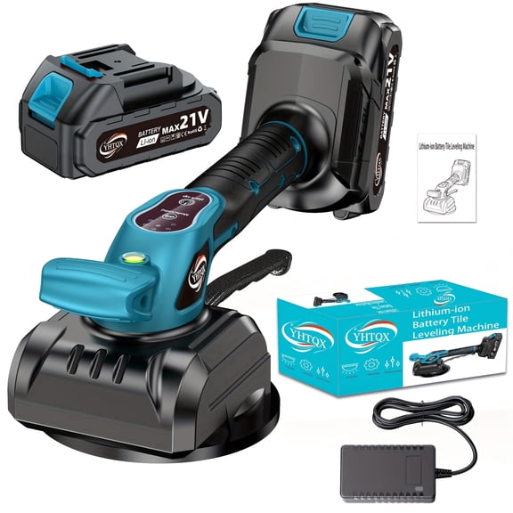 Cordless Tile Vibration Leveling Machine, Compact Ergonomic Tile Laying Tool with Battery & Fast Charger for Professional Floor Installation