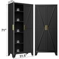 thumbnail image 2 of 71H Tall Metal Storage Cabinet with 2 Doors and 5 Shelves,Farmhouse Storage Cabinet with Barn Doors,Pantry Storage for Home,Office,Bathroom,Dining Room,Kitchen(Black), 2 of 9