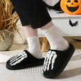 thumbnail image 6 of Women's Men's Halloween Slippers Lantern Pumpkin Slippers Ghost Slippers Skeleton Slippers Vintage Memory Foam Plush Slippers Household Shoes One-Step Slippers, 6 of 13