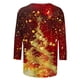 thumbnail image 4 of Puntoco Camiseta de mujer con cuello redondo, manga 3/4 y estampado navideño, jersey de cuello redondo, camiseta de manga larga con cuello redondo, 4 of 5