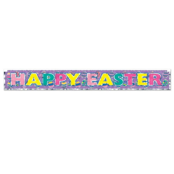 12 Pack Beistle Metallic Happy Easter Fringe Banner