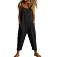 thumbnail image 2 of One Piece Jumpsuits for Women Casual Lace Up Sleeveless Solid Overalls With Pocket Drawstring Loose Spaghetti Strap Romper Trendy Jumpsuits, 2 of 7