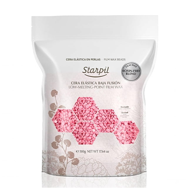Starpil Wax 1000g / 2.2 lb Perlas de cera dura rosa sin colofonia para depilación sin dolor Frijoles de cera corporal sin tiras Mezcla de polímeros Cera de bikini para la cara Depilación gruesa Frijol