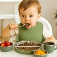 thumbnail image 4 of Premium 7-Piece Silicone & Stainless Steel Kids Dinnerware Set | Feeding Set (Green), 4 of 4