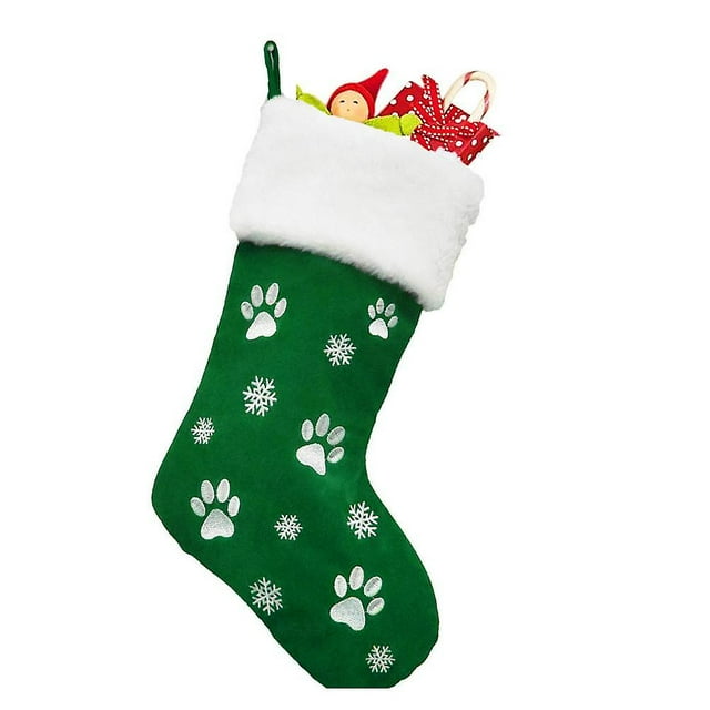 Adornos de medias de cuadros de búfalo navideños con puños de felpa para decoración de fiestas navideñas, verde