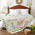 thumbnail image 3 of Throw Blanket Fleece Throw Blanket 40x50in, Spring Easter Rabbit Eggs Aand Flowers Soft Lightweight Bed Blankets Farm Retro Burlap and Lattice Fuzzy Couch Blankets for All Season, 3 of 9