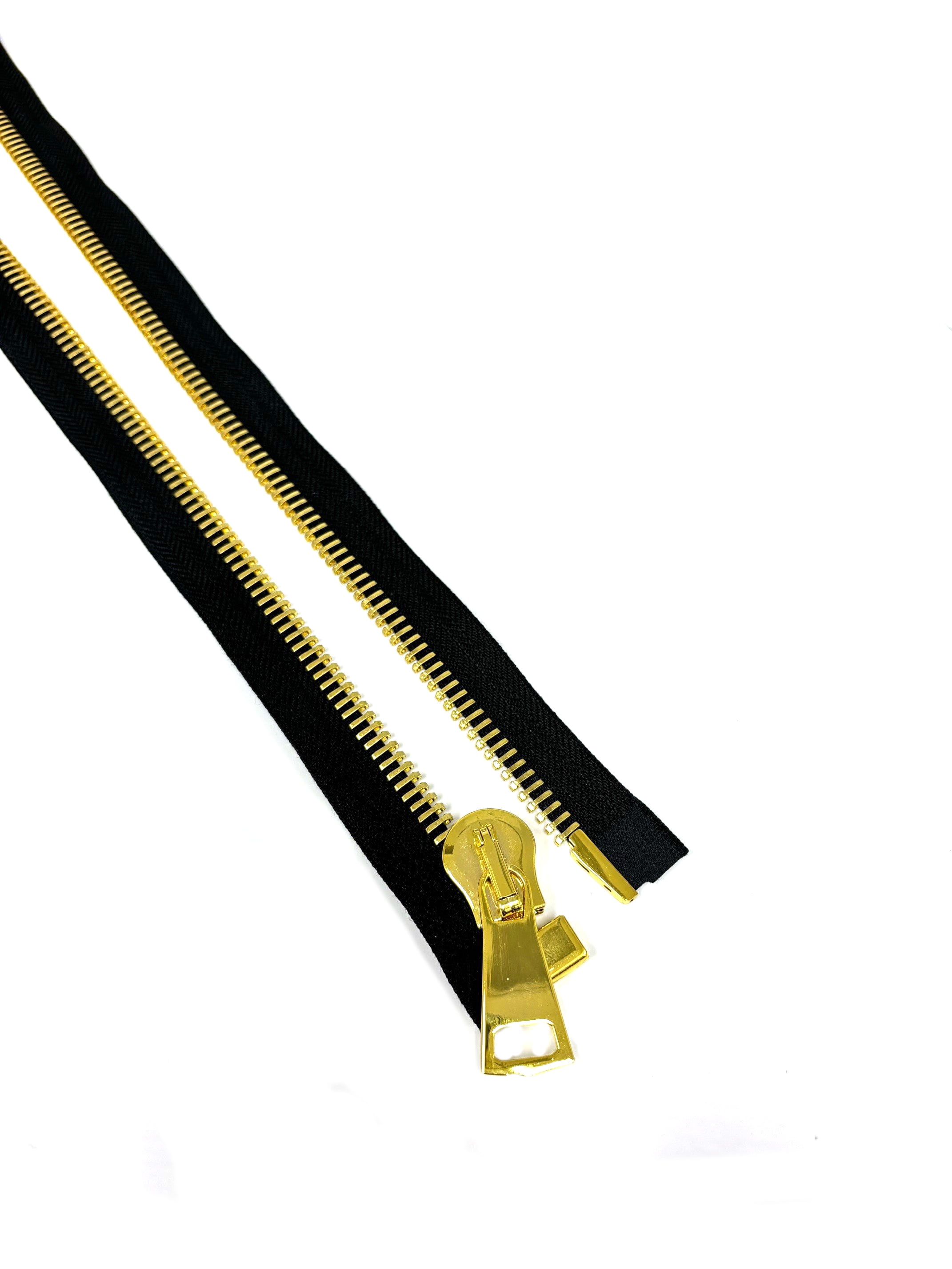 ZPRZ #15 Large & Heavy Shiny Gold Metal High Quality Black 36" Separating Zipper