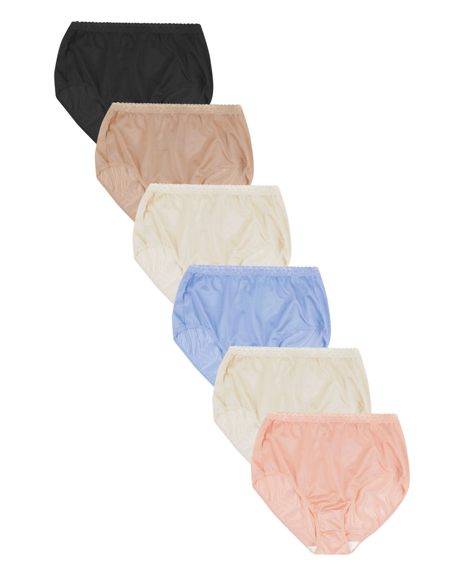 Just My Size Womens Cool Comfort Nylon Briefs 6Pack, 11, Assorted, 11 Walmart Canada