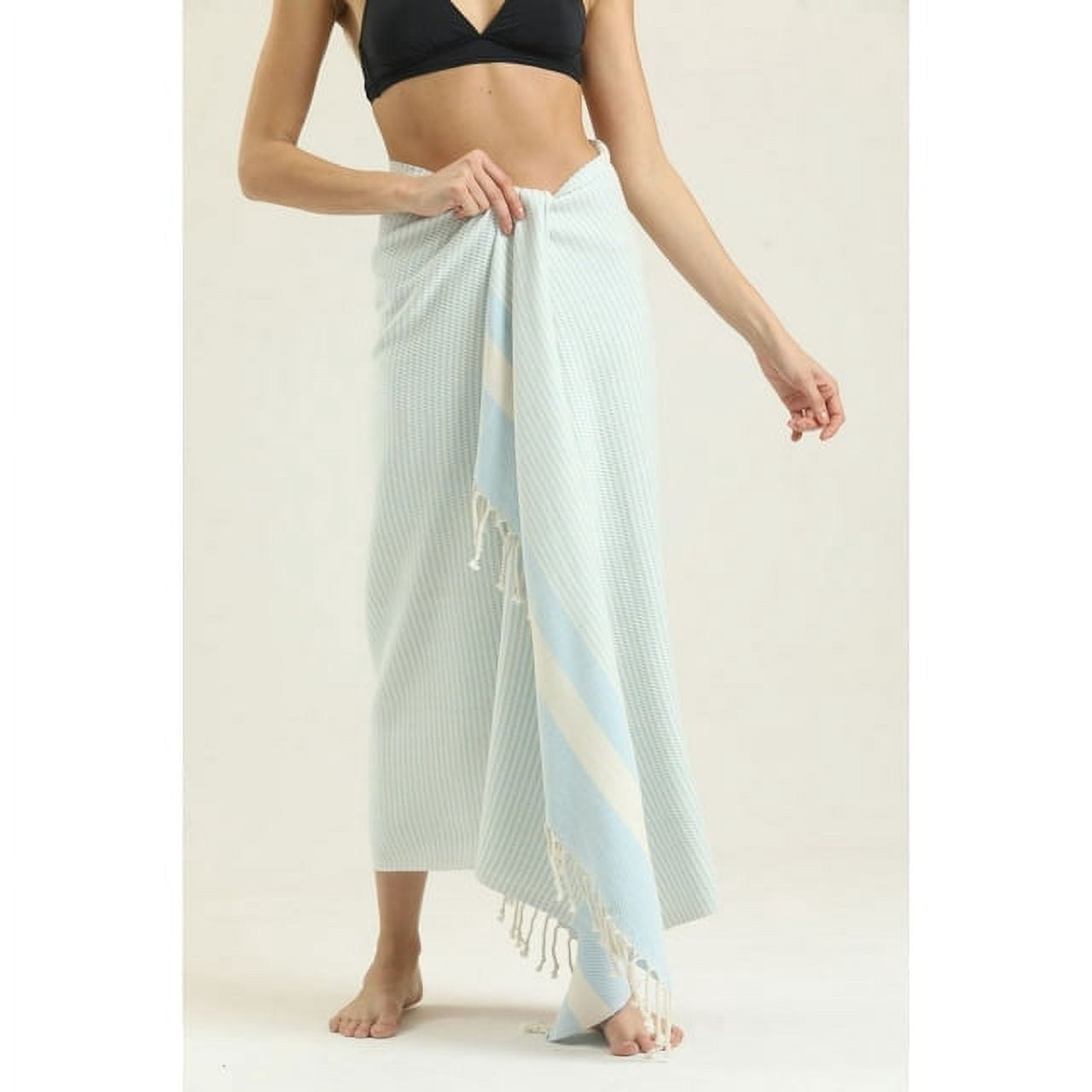 Quick-Dry Oversized Beach Towel 100% Cotton, Sand-Free, Lightweight, 71x36in M.O.S (Powder Blue)