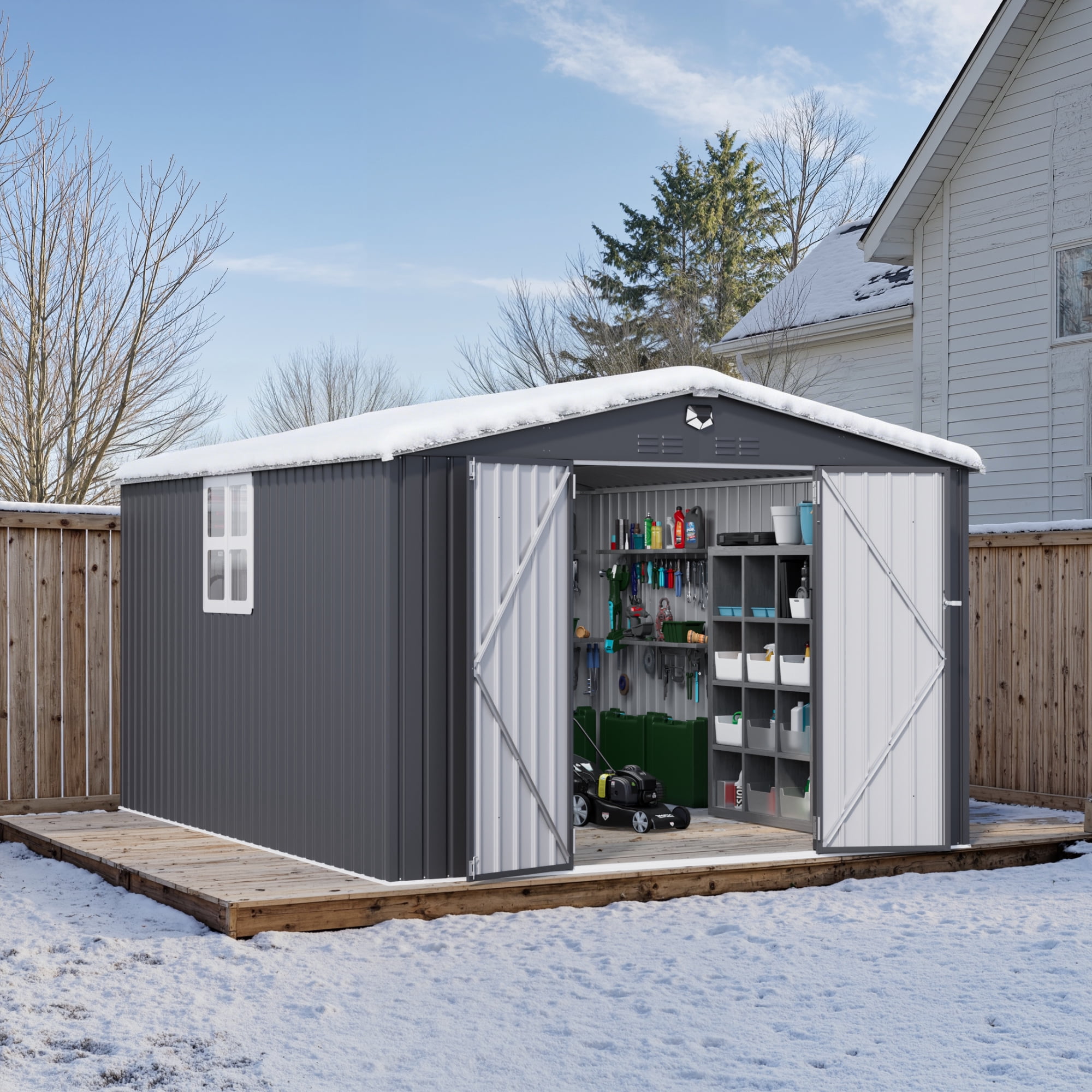 10 ft. W x 12 ft. D Metal Storage Tool Shed, Outdoor Shed with Window & Air Vents