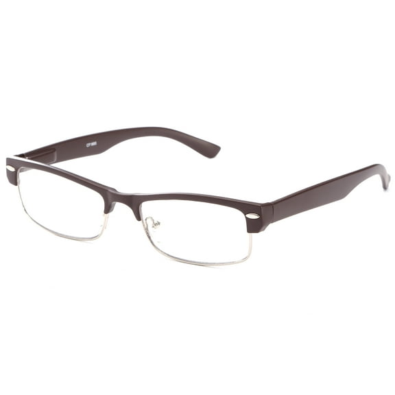 IG Unisex Half Frame Stylish Designer Inspired High Fashion Spring Temple Clear Lens Glasses in Black