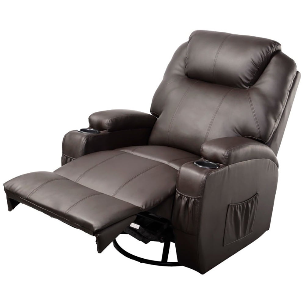 Finihen Massage Recliner Chair, Ergonomic Heated Massage Recliner Sofa Chair Deluxe Lounge Executive w/ Control, for Living Room, Bedroom, Brown Finihen Massage Recliner Chair, Ergonomic Heated Massage Recliner Sofa Chair Deluxe Lounge Executive w/ Control, for Living Room, Bedroom, Brown