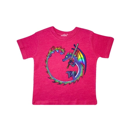 

Inktastic Rainbow Dragon with Sword Gift Toddler Boy or Toddler Girl T-Shirt