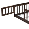 thumbnail image 5 of Sesslife Twin Size Floor Bed with Door and Fence, Wood Floor Platform Bed with Slats, Toddler Bed for Kids Boys Girls, Montessori Bed, No Box Spring Needed, Espresso, 5 of 8