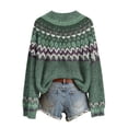 thumbnail image 7 of Fair Isle Knit Sweater for Women Lightweight Slim Fit Pullover Fall Winter Cute Casual Fashion Tops XL, 7 of 7