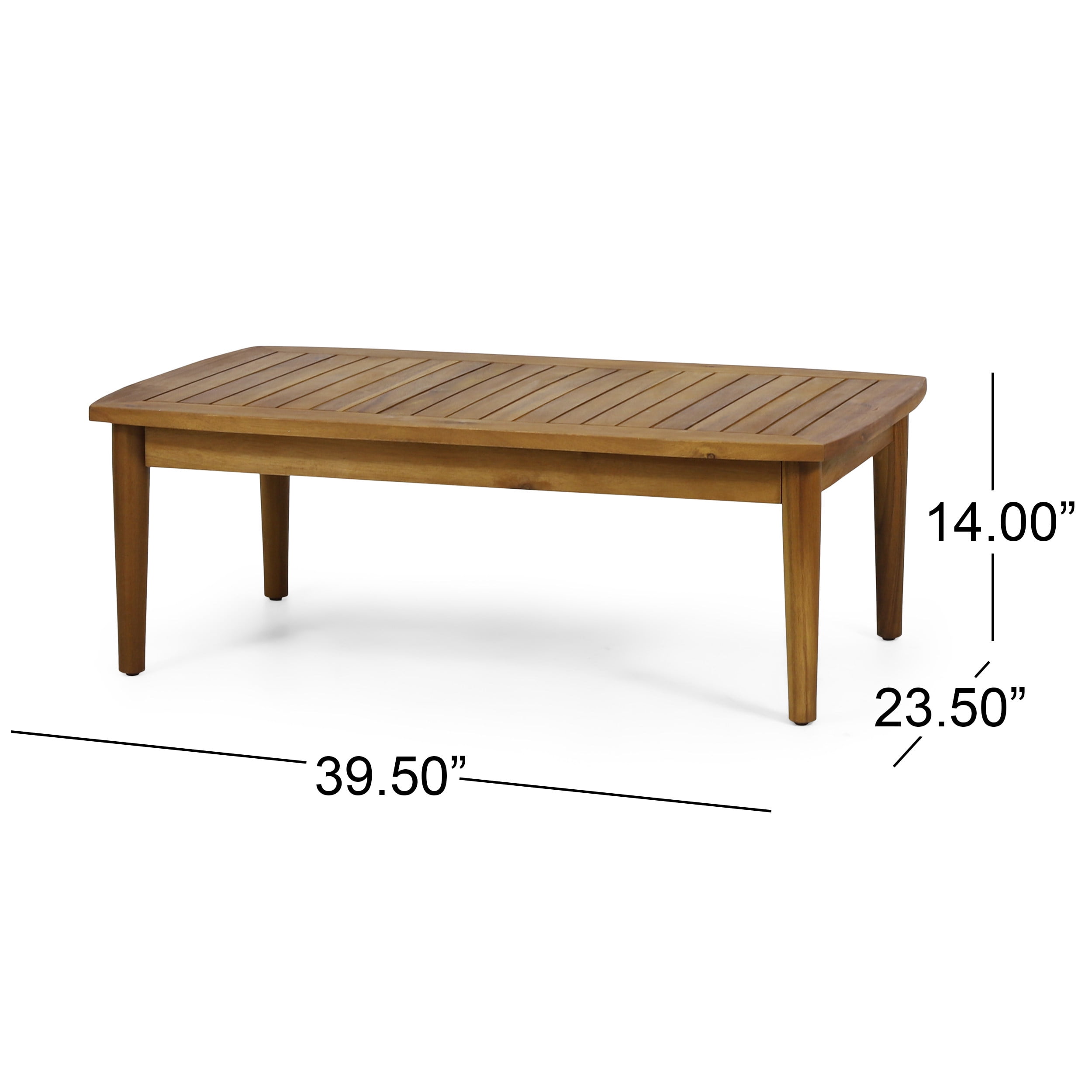 Euroco Contemporary 4-Piece Outdoor Chat Set with Acacia Wood Frame, Slatted Design, Water-Resistant Cushions, and Coffee Table