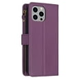 thumbnail image 3 of for iPhone 12 Pro / iPhone 12 6.1" Zipper Wallet Case with Wrist Hand Strap & Card Slots Holder, Business PU Leather Shockproof Flip Kickstand Purse Protective Cover Case, Darkpurple, 3 of 8