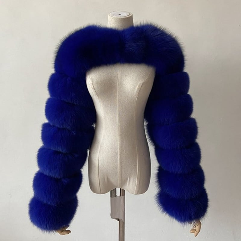 Fox Fur Hooded Patchwork Mink Jacket Women Winter New High Street