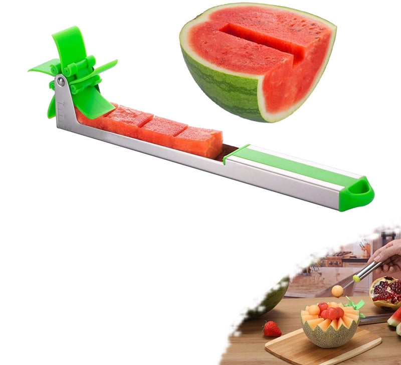 Watermelon slicer cutter Windmill Auto Stainless Steel Melon Cuber Knife  Corer Fruit Vegetable Tools Kitchen Gadgets (Green) - Walmart.com