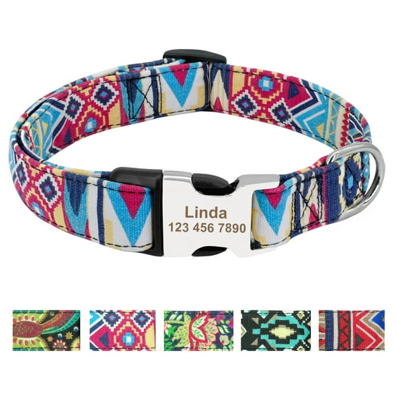 Didog Nylon Personalized Dog Collar Engraved ID Tag Nameplate for Small Large Dogs