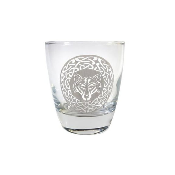 Lyoncraft LBWO02 10 oz Celtic Wolf Engraved Lowball Glass