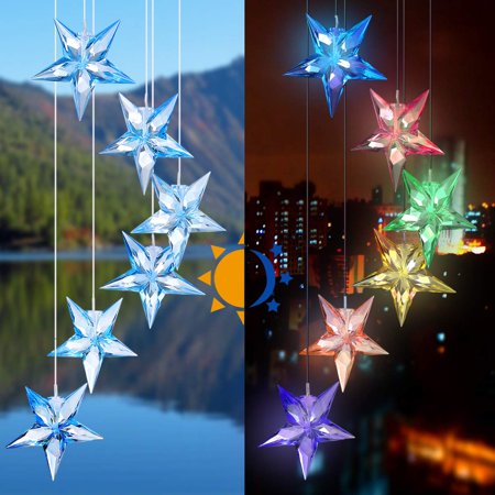Solar Stars Wind Chimes, Outdoor Waterproof Mobile Romantic LED Color