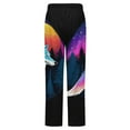 thumbnail image 6 of Wolf Galaxy Night Forest Winter Female Pants Flannel High Waist Women Pants Lady Warm Straight Leg Plush Trousers, 6 of 7