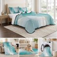 thumbnail image 6 of Twin XL Quilt Set 68''x98'', Turquoise Ombre Marble Lightweight Bedspread Coverlet with 2 Pillow Shams, Yellow Modern Geometric Abstract Art Breathable All Season Quilt Bedding for Dorm/Guest Room, 6 of 9