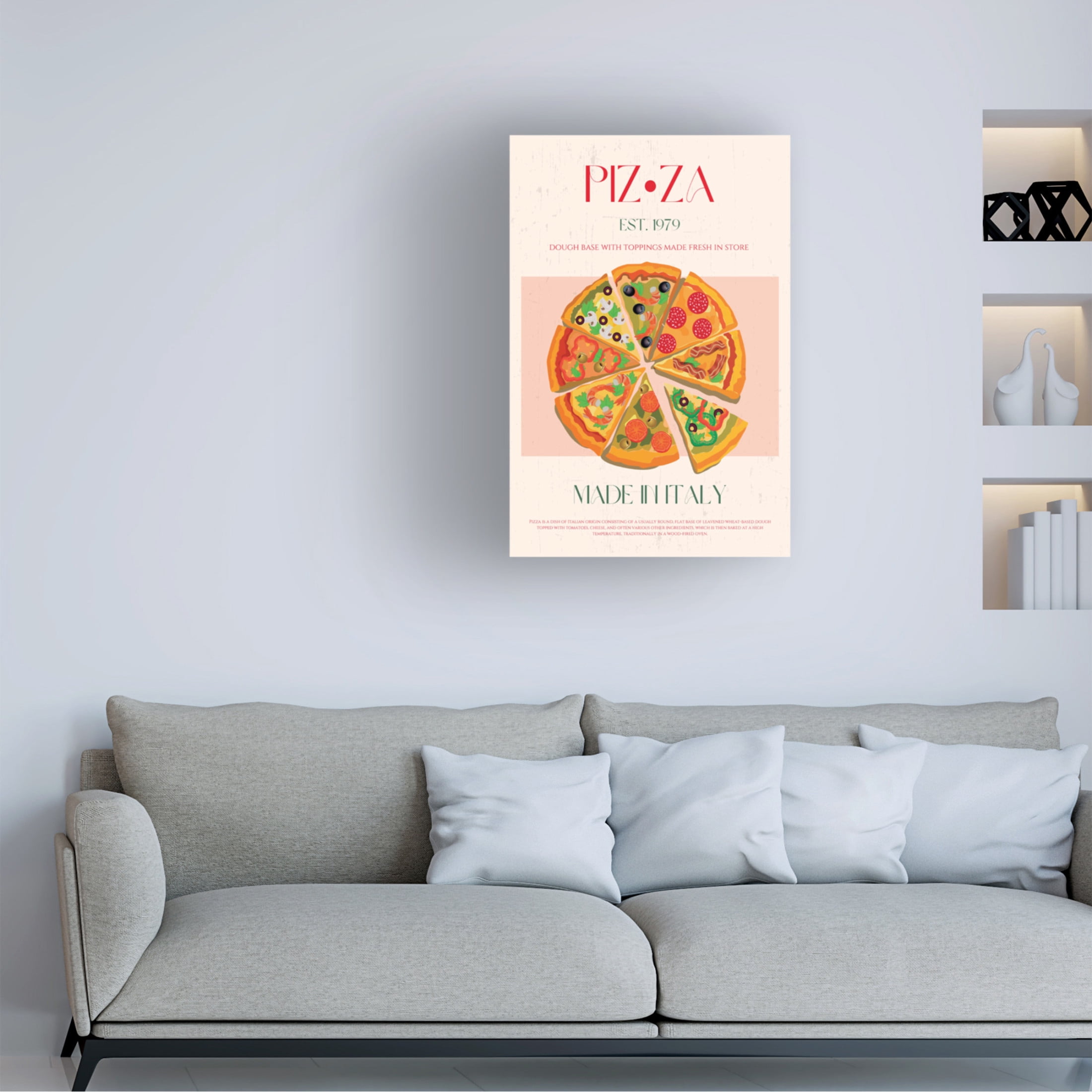 Canvas Wall Art - Nazma Khokhar 'Pizza' Wall Art for Living Room, Bedroom, or Office D?cor by Trademark Fine Art - 22 x 32 Inches