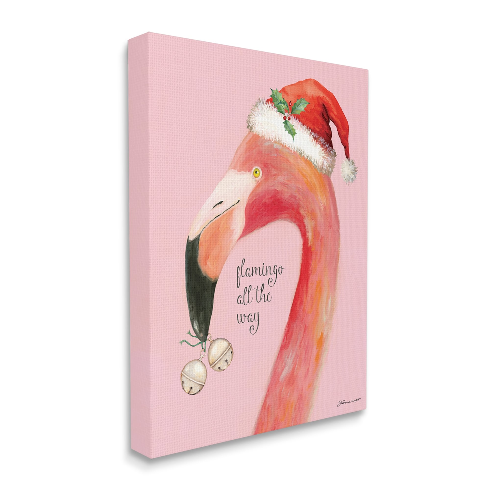 Stupell Industries Flamingo All The Way Pink Santa Claus Bird, 16 x 20, Design by Stephanie Workman Marrott