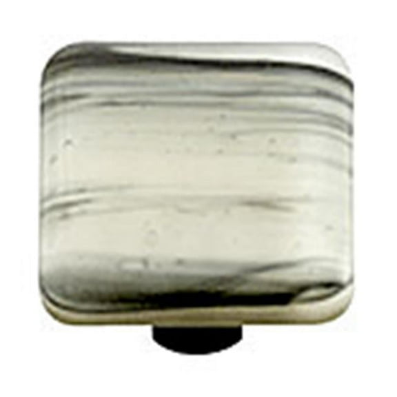 Hot Knobs HK2063-KA Black Swirl French Vanilla Square Glass Cabinet Knob - Aluminum Post