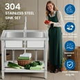 thumbnail image 4 of COZONY 33" Stainless Steel Utility Sink, Freestanding Laundry Workstation with Faucet & Storage Rack & Hot/Cold Water Lines, 4 of 7