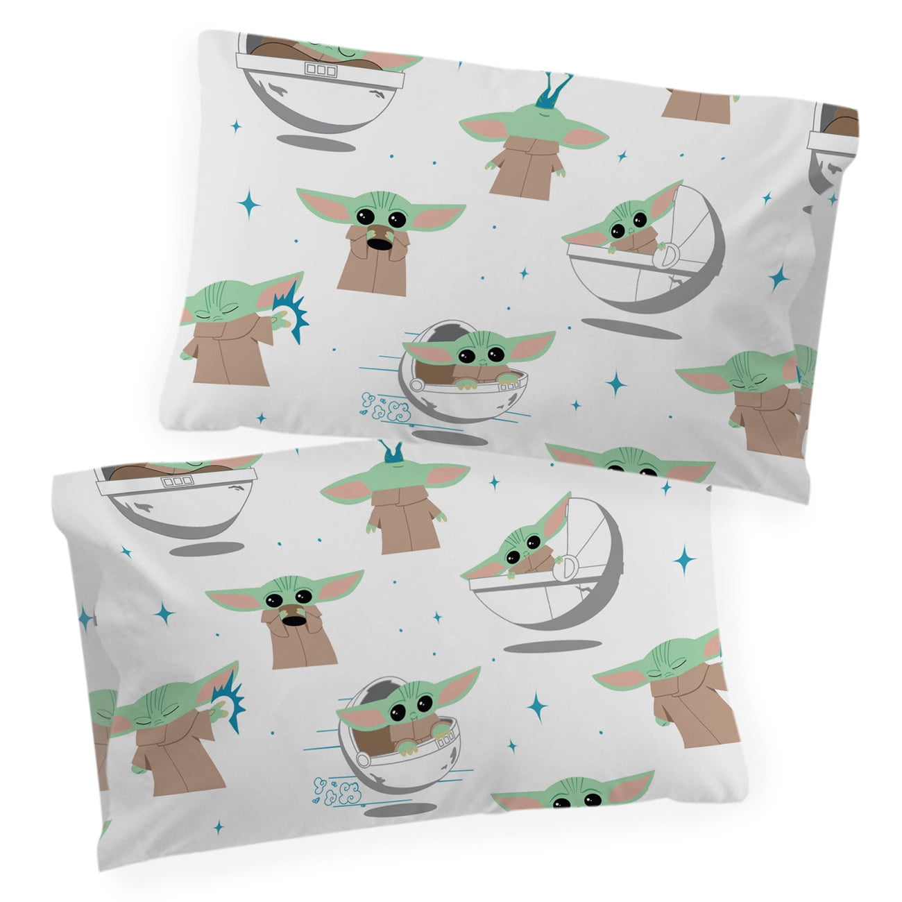 Disney The Mandalorian 4-Piece Baby Yoda Grogu and Friends Kids White Microfiber Bed-in-a-Bag, Twin