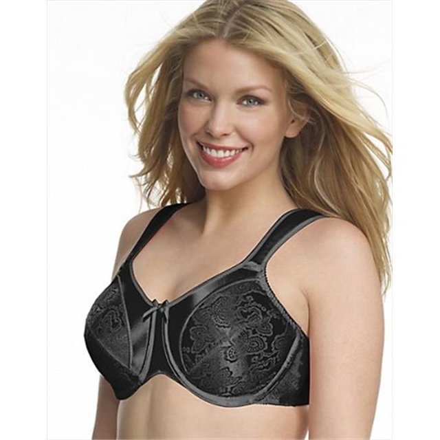 Bali 3562 Satin Tracings Underwire Minimizer Bra Size 34D, Black