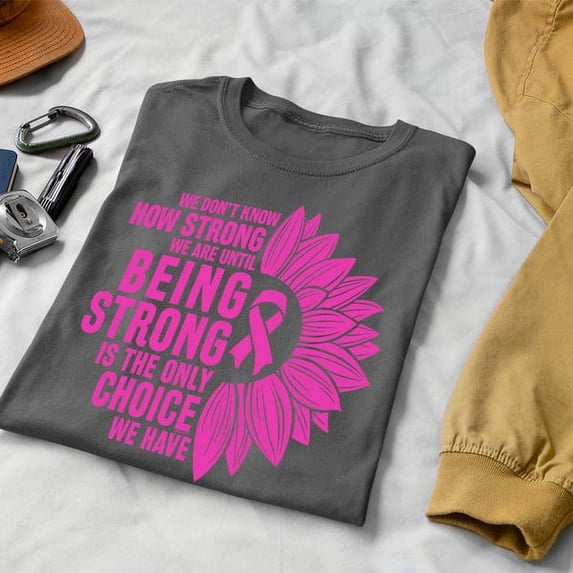 Being Strong is the only Choice with Pink Sun Breast Cancer Awareness T-shirt for Men Charcoal Size-3XL