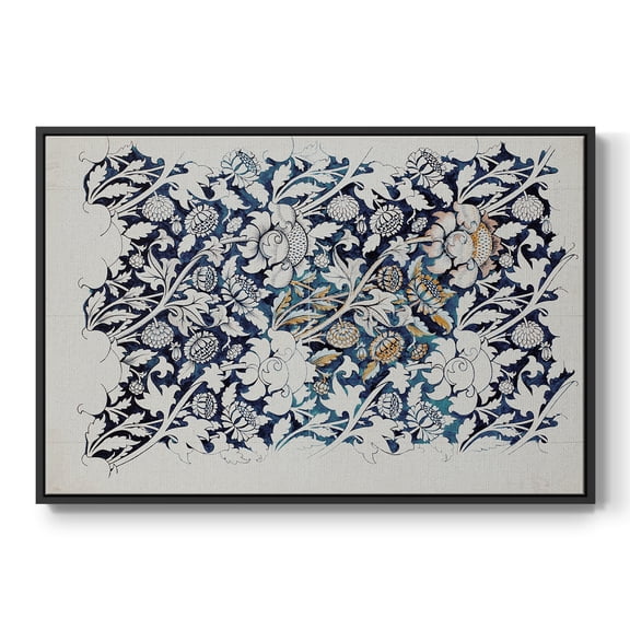 Vintage Abstract Print-XXVII Framed in Black Wood Gallery Wrapped Canvas 17 in. x 25 in.