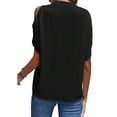 thumbnail image 2 of Frontwalk Women Blouse Off Shoulder Tops Short Sleeve Shirts Ladies Elegant Tunic Shirt V Neck Black S, 2 of 3