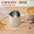 thumbnail image 3 of Milk Frothing Pitcher,12/20oz Milk Frother Cup with Clear Scale,304 Stainless Steel Cappuccino Espresso Machine Accessories for Barista Coffee Bar with Latte Art Pen,Silver, 3 of 7