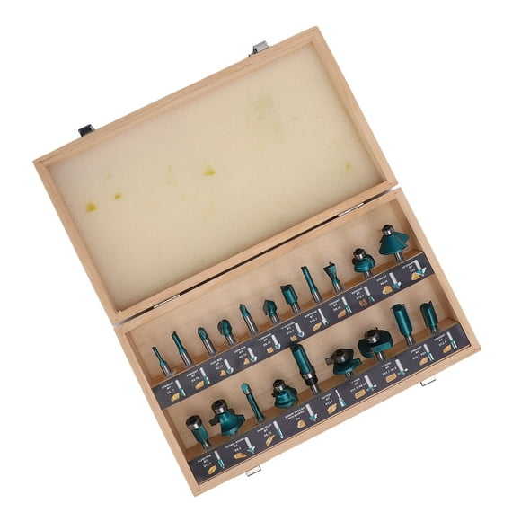 Router Bits, 20 Pieces Carbide Router Bits Set, Milling Cutter Tongue and Groove Bit for Professional Woodworkers and Beginners, Included Wooden Storage Box