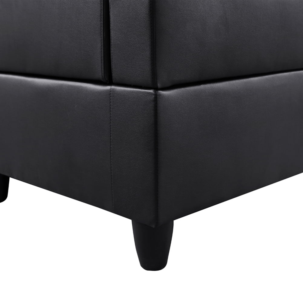 Kadyn L Shaped Sofa Couch Set for Living Room, Black Faux Leather Sectional Sofa-Left Kadyn L Shaped Sofa Couch Set for Living Room, Black Faux Leather Sectional Sofa-Left
