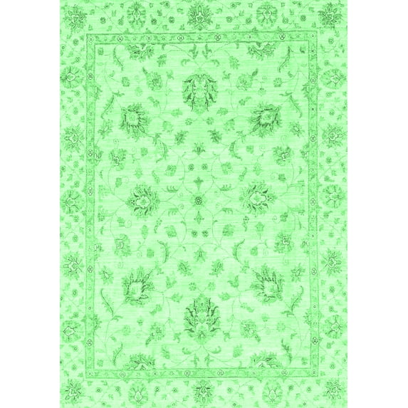 Ahgly Company Indoor Rectangle Oriental Emerald Green Modern Area Rugs, 5' x 7'