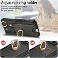 thumbnail image 6 of SaniMore for Samsung Galaxy S23 FE Case, Card Slots [Up to 2] Carabiner Finger Ring Stand Magnetic Car Mount PU Leather Skin Soft Shockproof TPU Anti-drop Anti-scratch Wallet Shell - Black, 6 of 8