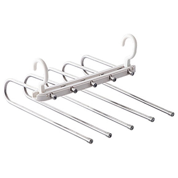 Amdohai 5-in-1 Foldable Pants Rack Stainless Steel Pants Hanger Telescopic Pants Clip Storage Hanger for Trousers Scarf Tie Belt
