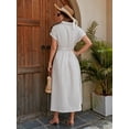 thumbnail image 4 of Women's Cotton Shirt Dress - Breathable X-Line Midi Dress With Knotted Waist Detail For A Flattering Fit, 4 of 4