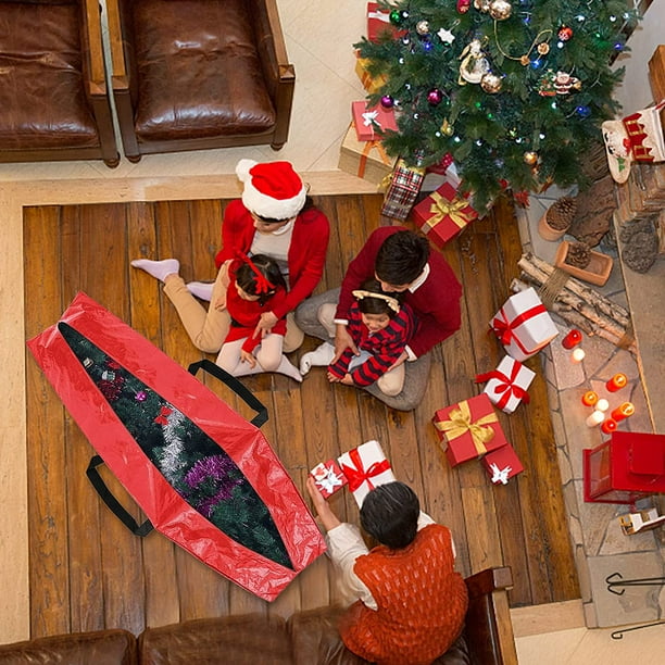 Sac de rangement pour sapin de Noël - Très résistant - Extra large -  Imperméable - Avec poignées - Rouge - Pour sapin de Noël artificiel - Pour  ranger