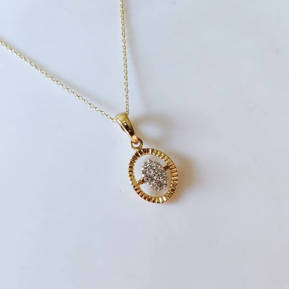 14K Yellow Gold Diamond Cluster Pendant Necklace, Dainty Anniversary Gift