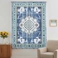 thumbnail image 3 of Blue Boho Sheer Curtains 63 Inches Long, Farmhouse Bohemian Medallion Oriental Flower Light Filering Curtains, Breathable Simi Curtain Privacy Drapes for Living Room Bedroom Window Treatment, 3 of 9