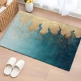 thumbnail image 3 of Abstract Teal Gold Area&nbsp;Rug 2x3ft Shinny Gold Gradient Geometric Lines Non-Slip&nbsp;Washable Square&nbsp;Rugs Soft Felt Indoor Floor Mat for Bedroom Kitchen Living Room Bathroom, 3 of 9